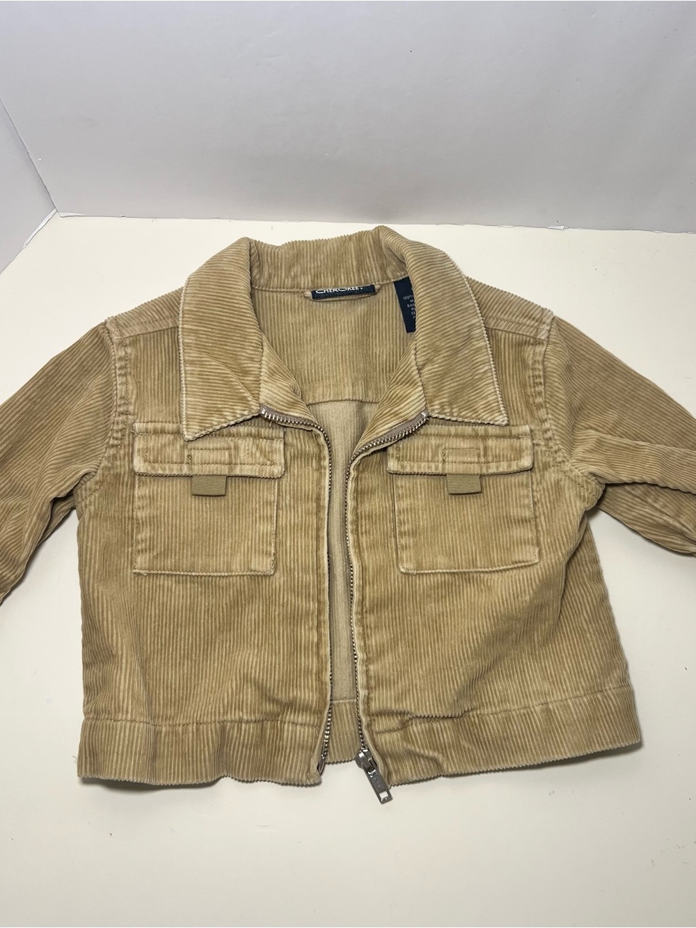 Cherokee Vintage Tan Corduroy Zip Up Jacket 6M Neutral Aesthetic Cargo Utility